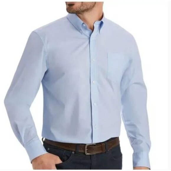 Member's Mark Men's Woven Poplin Shirt Solid Blue Medium - Picture 1 of 5